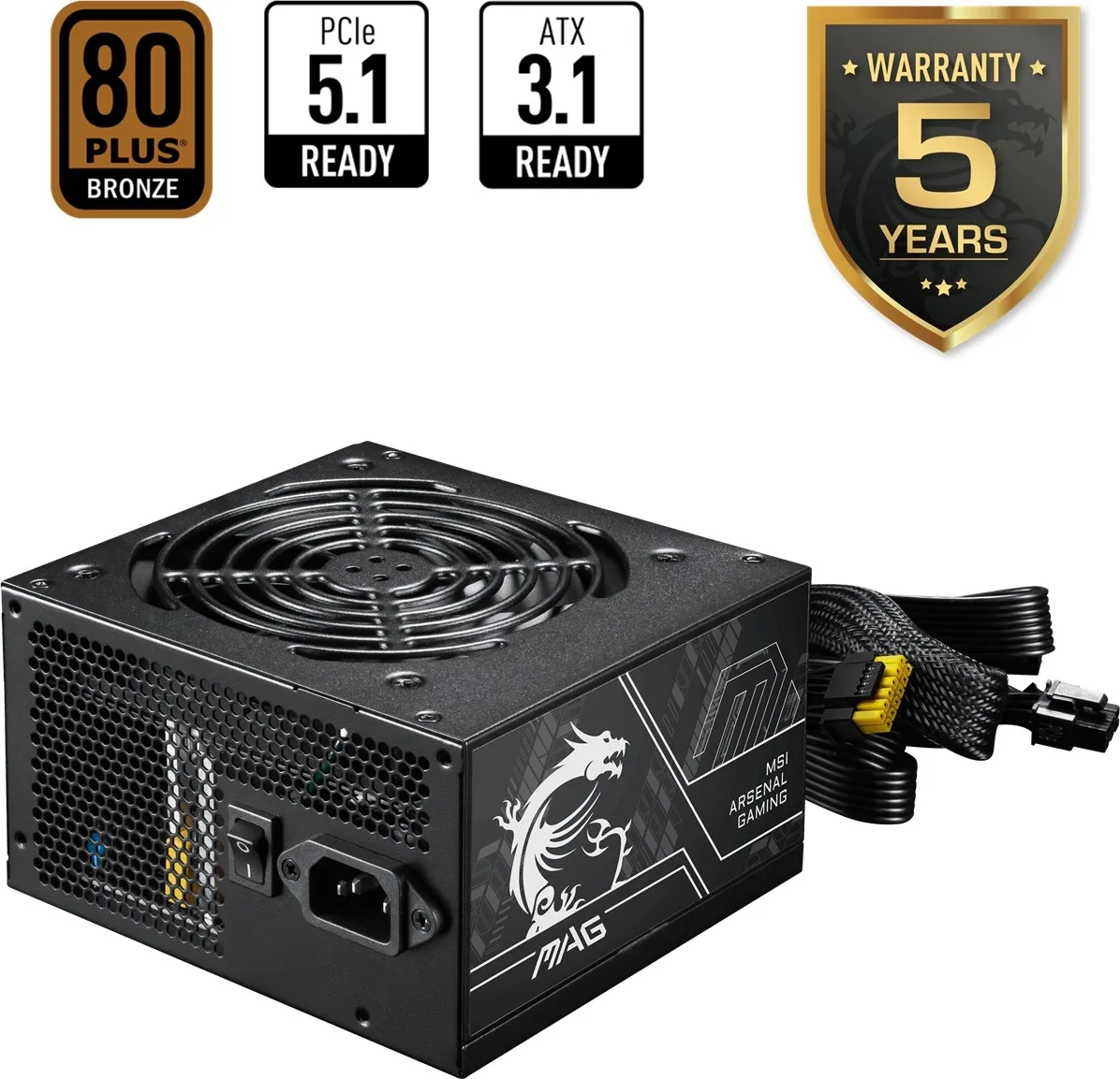 MSI 750W 80+ BRONZE MAG FORGE 121A B75 PCIE5 II Gaming Mid-Tower PC Kasası