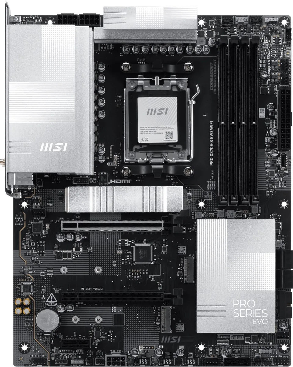 Msi Pro X870E-S Evo WIFI7 DDR5 HDMI-DP Typec PCIE 5.0 AM5 ATX görsel 6