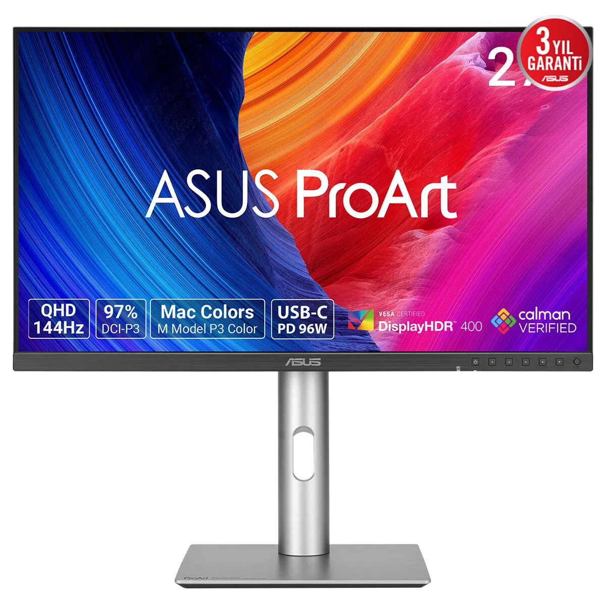 ASUS 27" IPS PROART PA278CGRV 5MS 144HZ HDMI-DP TYPCE Grafik Tasarım Monitörü 2560x1440 / 90LM06Q1-B01K71 görsel 8