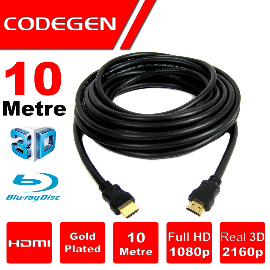 CODEGEN CPS100 10metre HDMI Görüntü Kablosu 3D Gold 1.4v 2K görsel 2