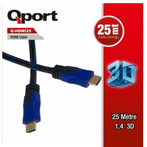 QPORT 25metre Q-HDMI25 HDMI Kablo 3D Gold 1.4v