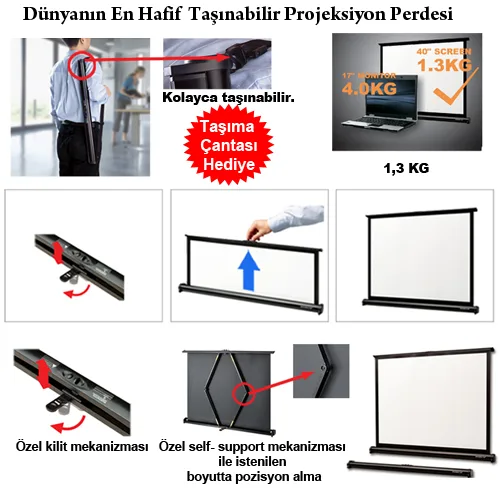 CODEGEN MX-40 81x61 Masaüstü Projeksiyon Perdesi görsel 5