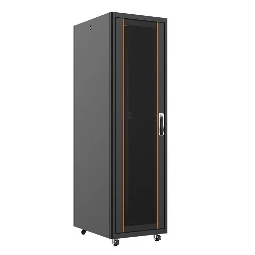 AGER 42U 600x800mm Dikili Tip Siyah Kabinet Vega AG-VB42U6080S1 Cam Kapak görsel 3