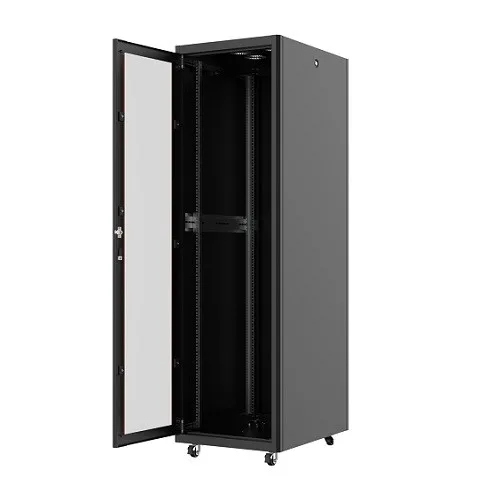 AGER 42U 600x800mm Dikili Tip Siyah Kabinet Vega AG-VB42U6080S1 Cam Kapak görsel 4