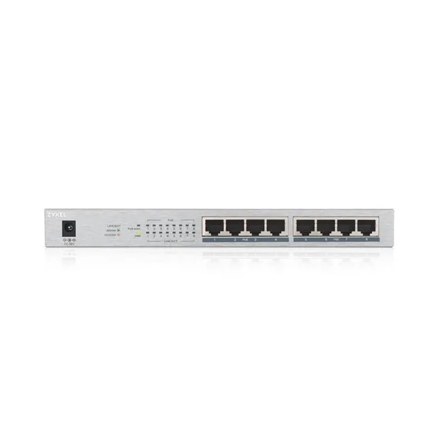ZyXEL 8port PoE 60w Gigabit Yönetilemez Switch GS-1008HP görsel 2