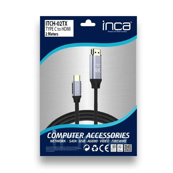 INCA 2metre ITCH-02TX TYPE-C - HDMI Görüntü Kablosu 4K görsel 7
