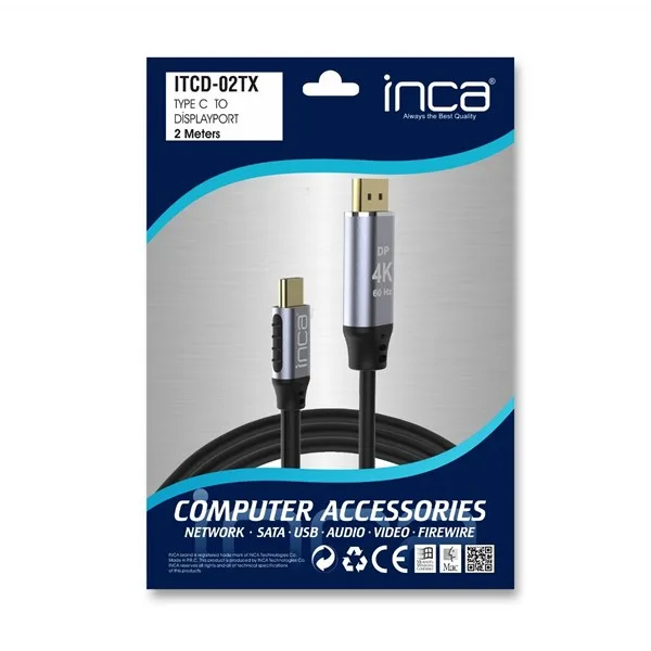 INCA 2metre ITCD-02TX TYPE-C - DP Görüntü Kablosu 4K görsel 6