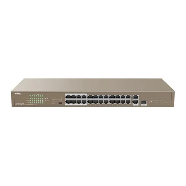TENDA 24port PoE 250w 1-SFP 10/100/ 2-GbE Yönetilemez Switch TEF1126P-24-250W