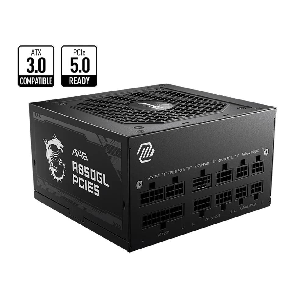 MSI 850W 80+ GOLD A850GL PCIe5.0 Tam Modüler Power Supply görsel 2