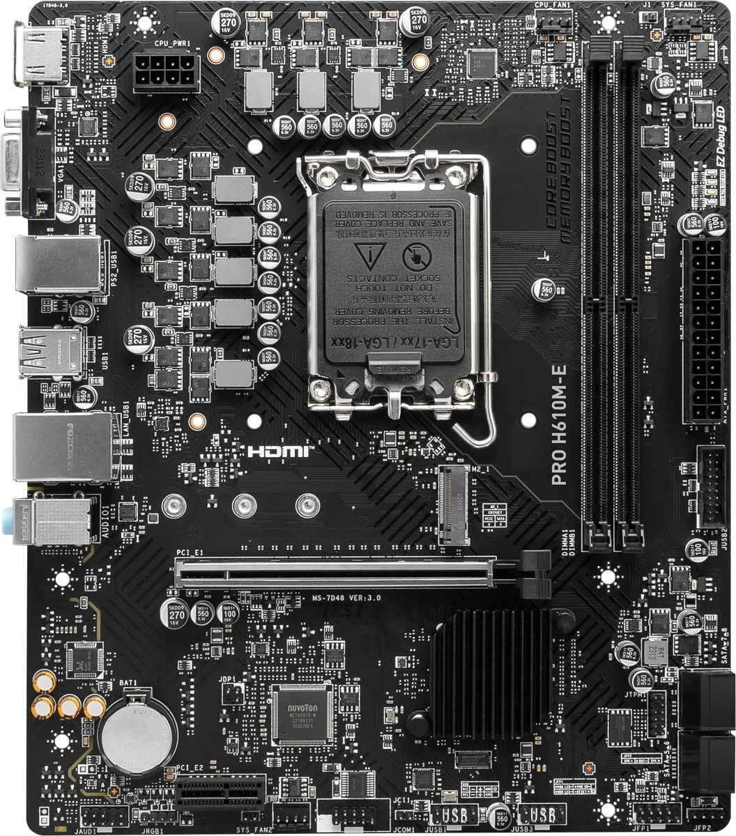 MSI PRO H610M-E DDR5 M2 PCIe NVME HDMI PCIe 16X v4.0 1700p mATX