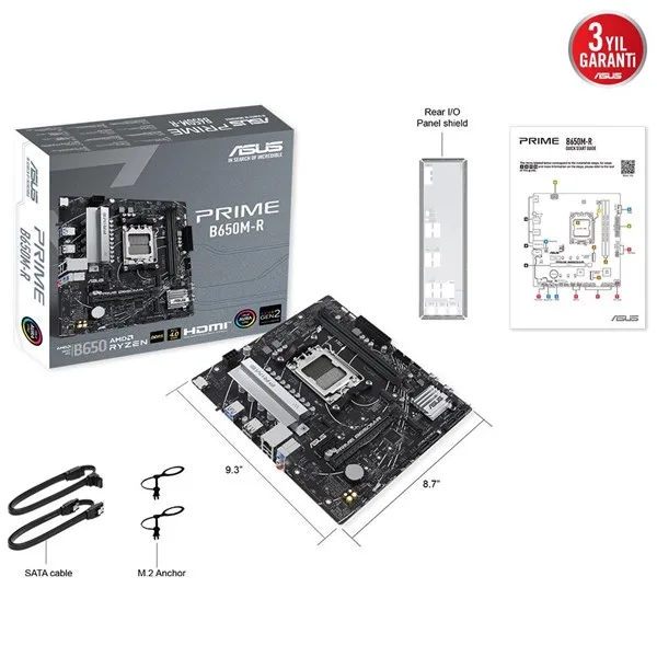ASUS PRIME B650M-R DDR5 HDMI PCIE 4.0 AM5 mATX görsel 6