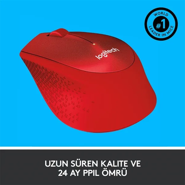 LOGITECH M330 Kablosuz Sessiz Kırmızı Mouse (910-004911) görsel 5