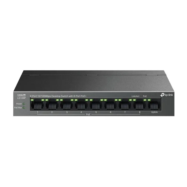 TP-LINK 8port PoE 63w 10/100 Yönetilemez Switch LS109P görsel 3