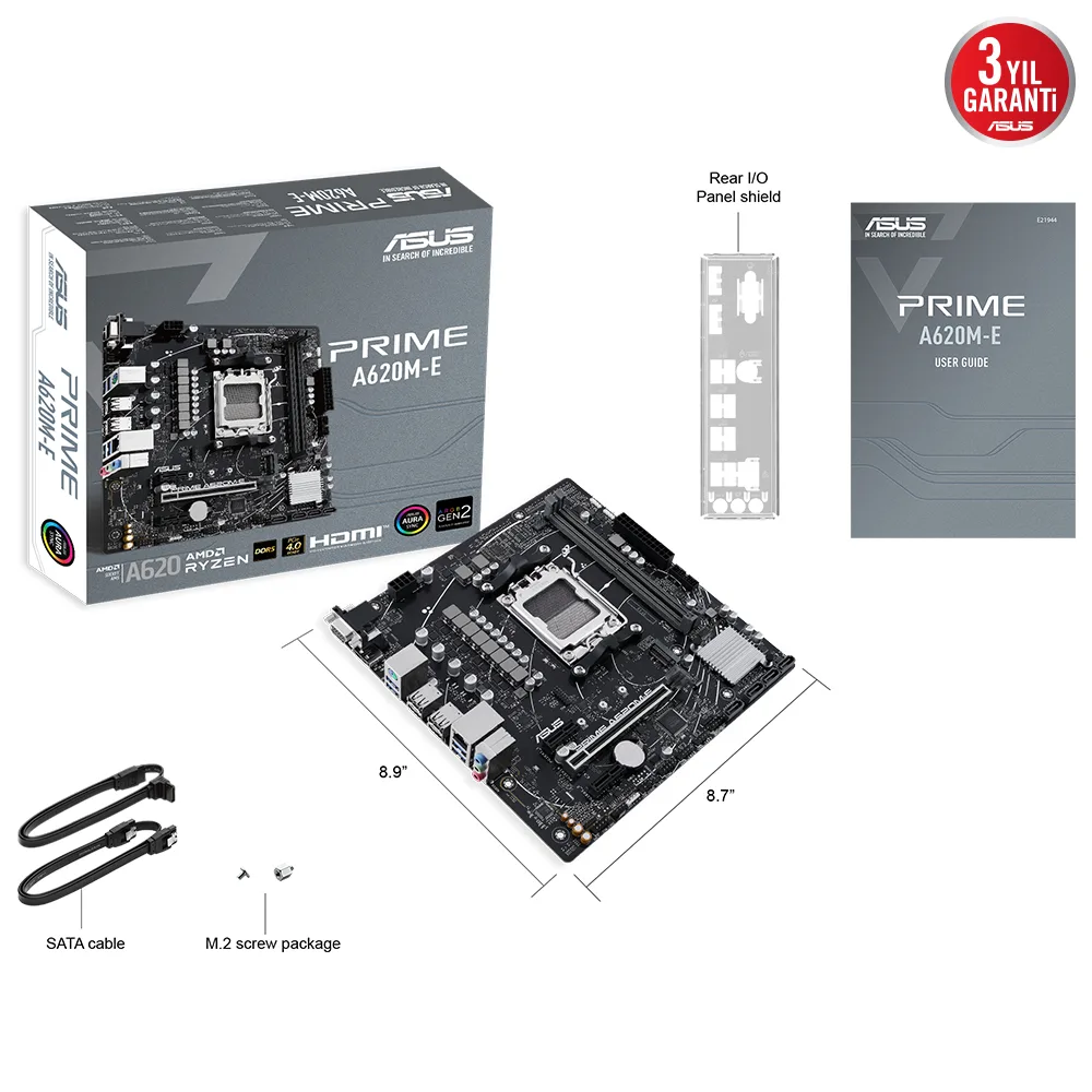 ASUS PRIME A620M-E-CSM DDR5 HDMI DP PCIE 4.0 AM5 mATX Kurumsal Anakart görsel 5