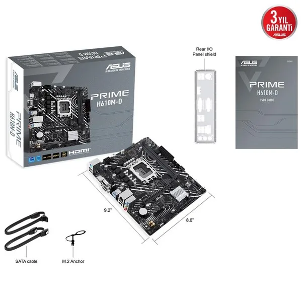 ASUS PRIME H610M-D DDR5 HDMI PCIE 4.0 1700p mATX görsel 5