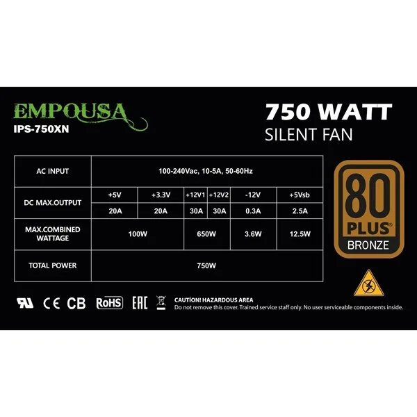 INCA 750W 80+ BRONZE EMPOUSA IPS-750XN Power Supply görsel 6