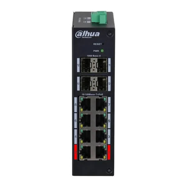 DAHUA 8port PoE 120w 4-SFP 10/100 Yönetilebilir Endüstriyel Switch HS4412-8ET-120 görsel 3
