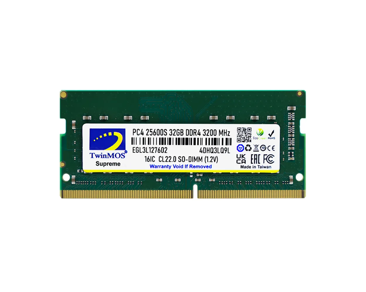 TWINMOS 32GB DDR4 3200MHZ NOTEBOOK RAM VALUE MDD432GB3200N