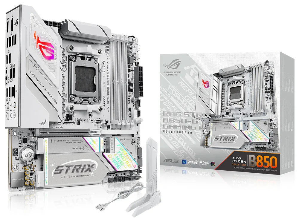 ASUS Rog Strix B850-G Gaming WIFI7 DDR5 HDMI DP PCIE 5.0 AM5 Matx Beyaz görsel 2