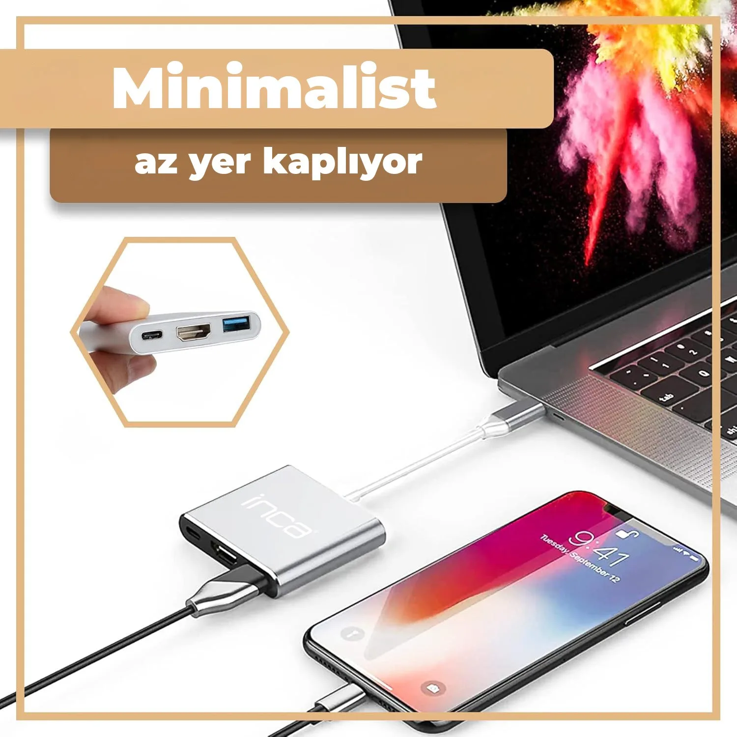 INCA ITPC-04T 0.15metre TYPE-C - HDMI Görüntü Adaptörü Gümüş 100W görsel 6