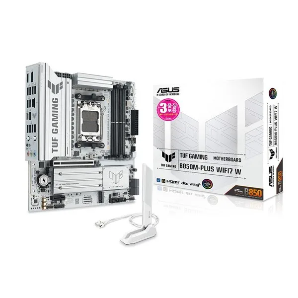 ASUS Tuf Gaming B850M-PLUS WIFI7 W DDR5 HDMI DP PCIE 5.0 AM5 ATX Beyaz görsel 3