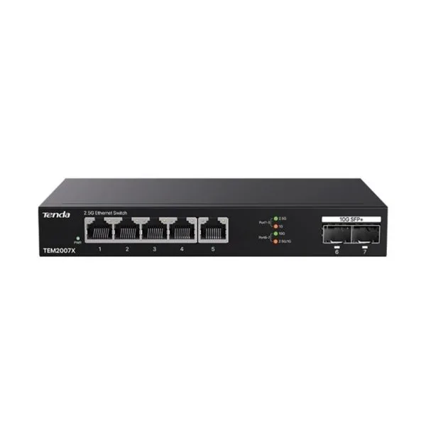 TENDA 5port 2.5-Gigabit 2-SFP 10GbE Yönetilemez Switch TEM2007X görsel 4