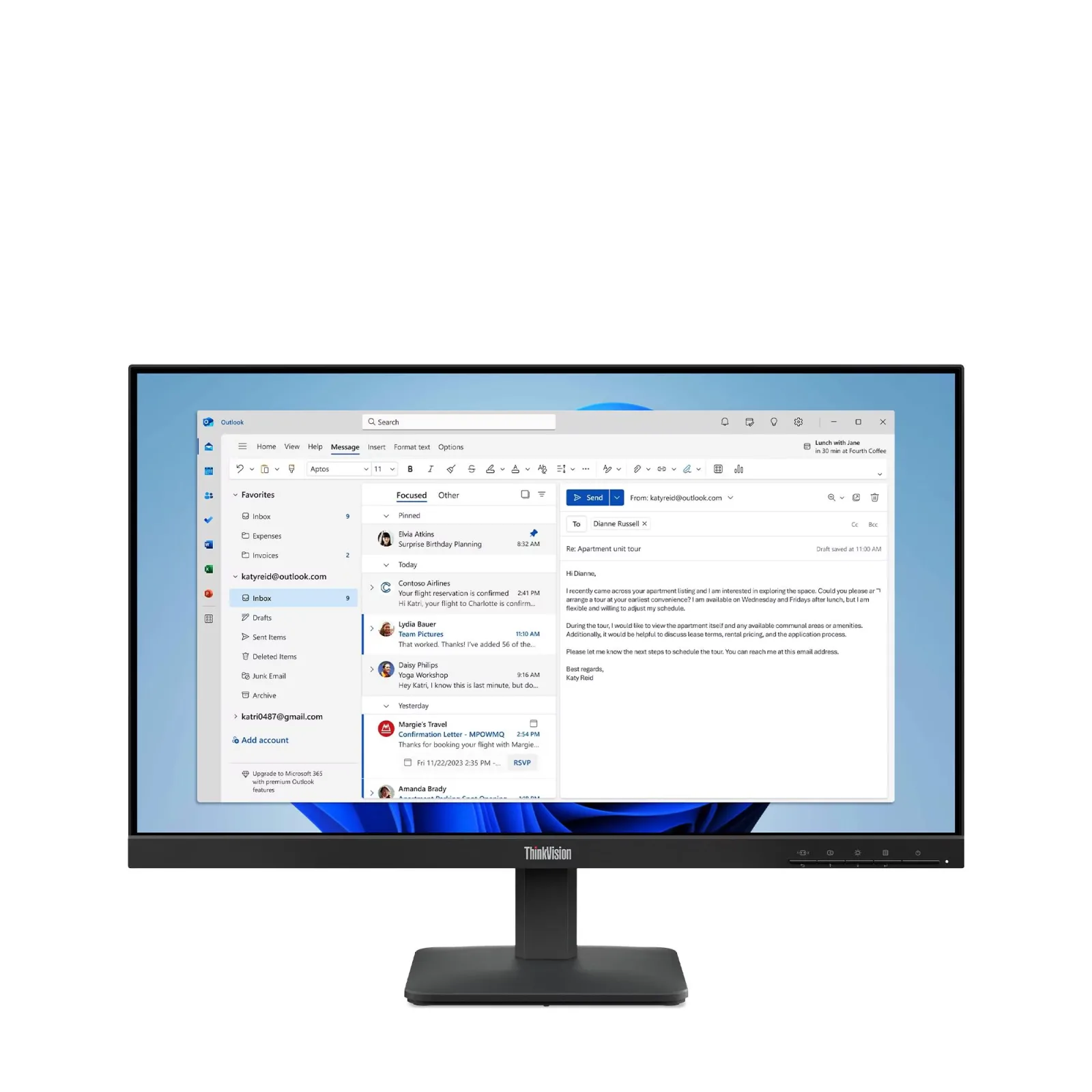 LENOVO 23.8" IPS S24-4E 64B5KAT1TK 4MS 100hz HDMI EV Ofis Tipi Monitör (1920 X 1080) görsel 9