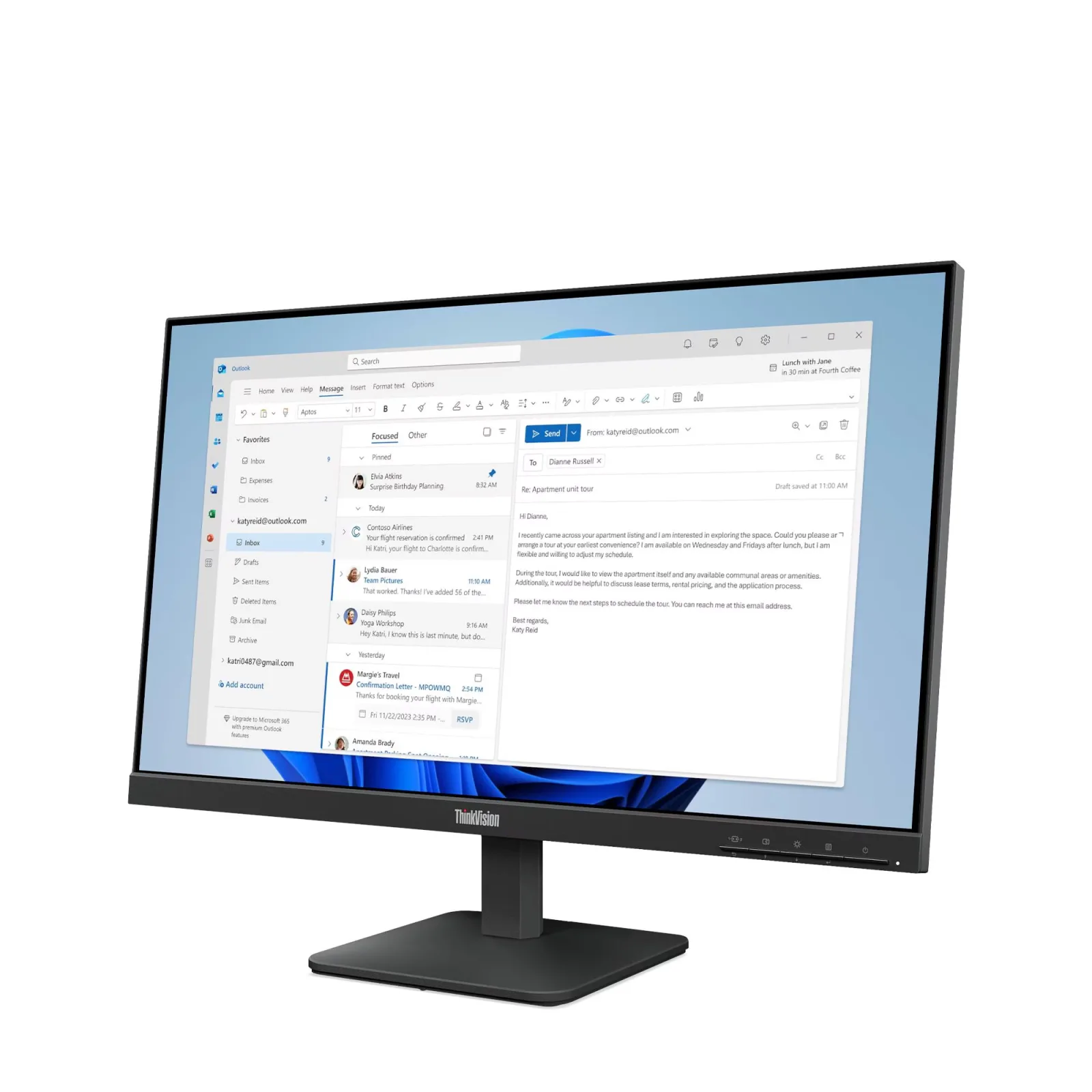 LENOVO 23.8" IPS S24-4E 64B5KAT1TK 4MS 100hz HDMI EV Ofis Tipi Monitör (1920 X 1080) görsel 11