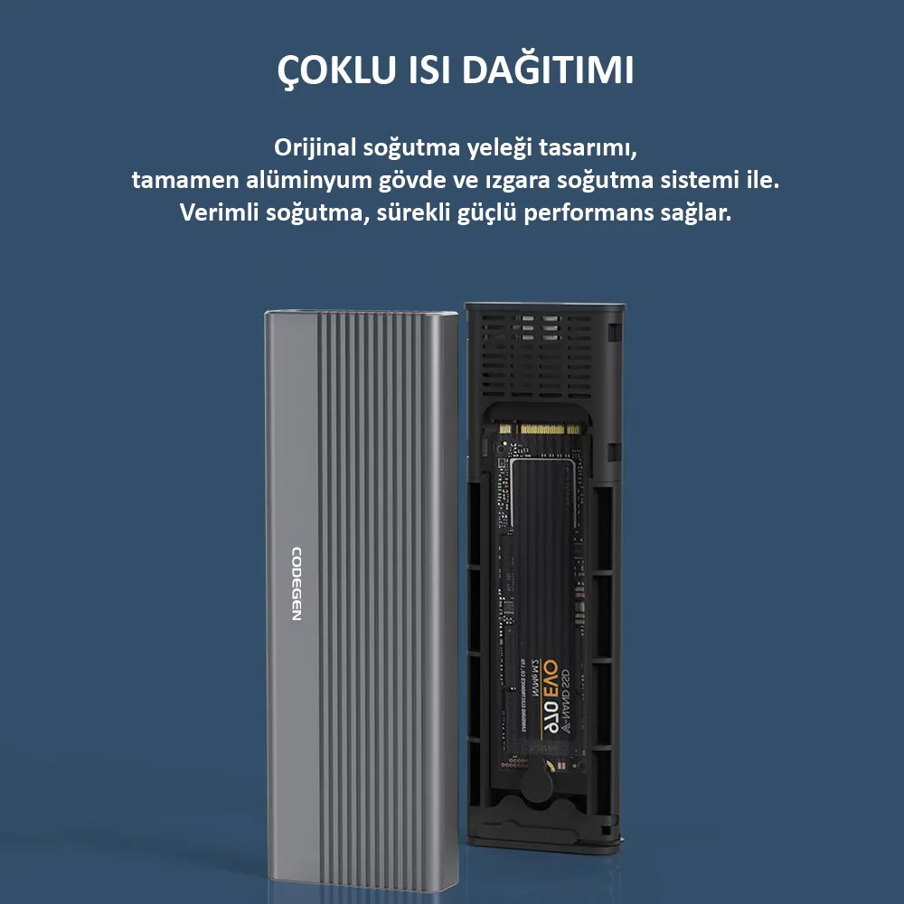 CODEGEN Type C USB 3.1 NVME M2 SSD 10Gbps Alüminyum Disk Kutusu (CDG-SSD-40BC) görsel 5