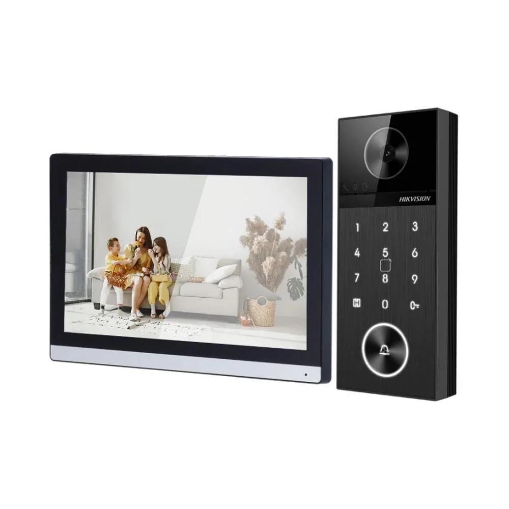 HIKVISION DS-KIS612-P IP Video İnterkom Seti - 7" Dokunmatik Ekran + 4MP Villa Kapı Zili + Kartlı Geçiş görsel 4
