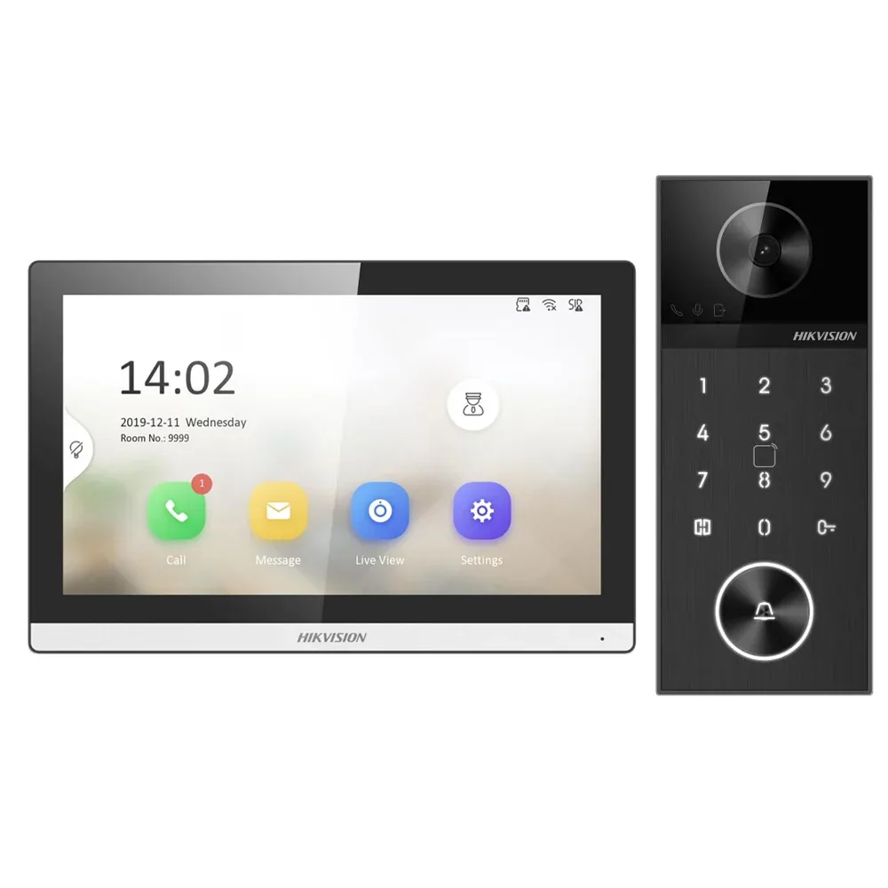 HIKVISION DS-KIS612-P IP Video İnterkom Seti - 7" Dokunmatik Ekran + 4MP Villa Kapı Zili + Kartlı Geçiş görsel 5