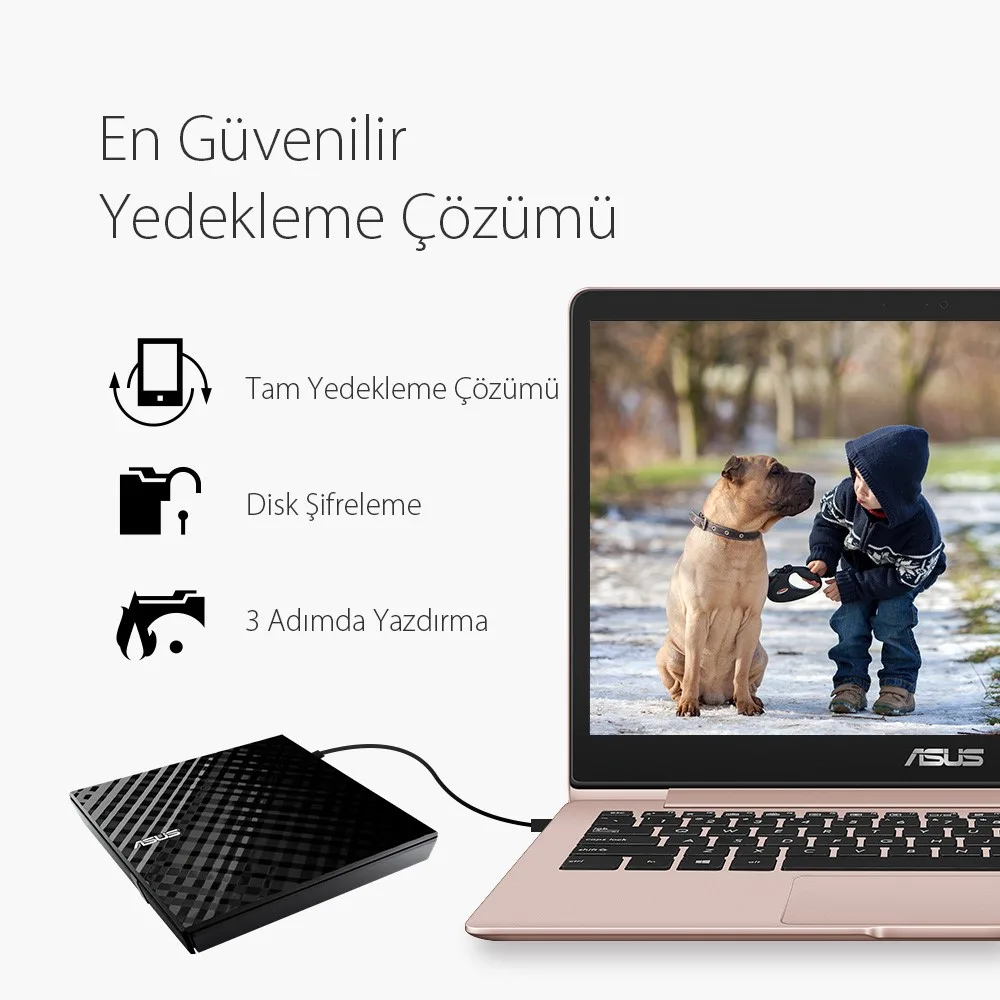ASUS 8x SDRW-08D2S-U USB 2.0 Slim Harici DVD Yazıcı Siyah görsel 2