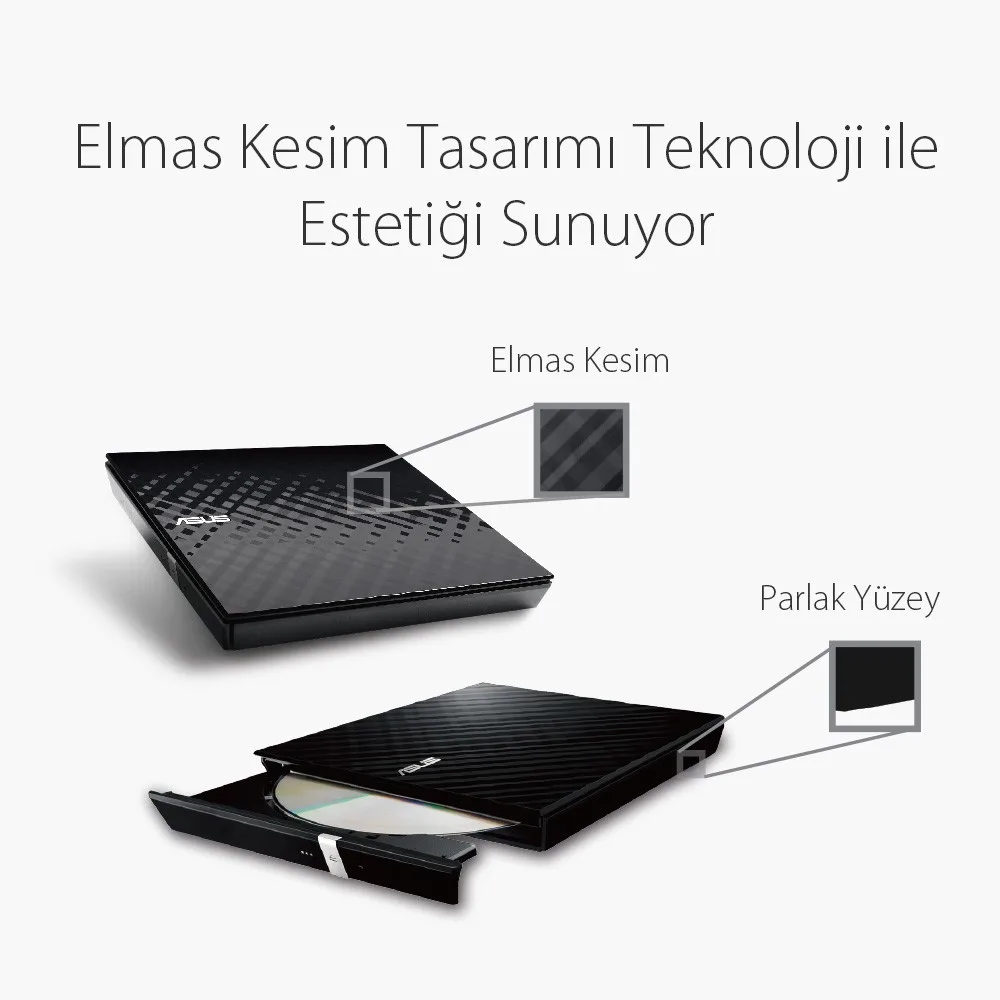 ASUS 8x SDRW-08D2S-U USB 2.0 Slim Harici DVD Yazıcı Siyah görsel 4
