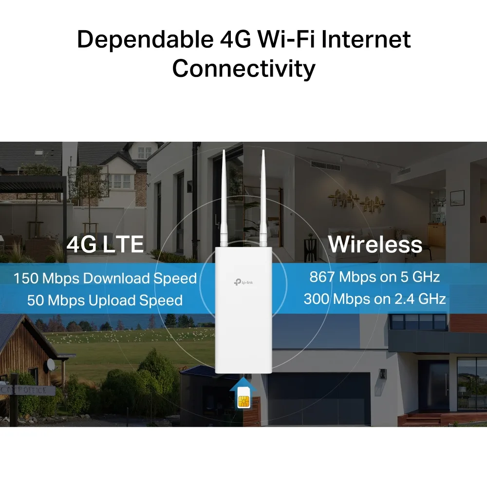 TP-LINK ARCHER MR402 OUTDOOR 4G LTE AC1200 Çift Bant Harici Access Point görsel 5