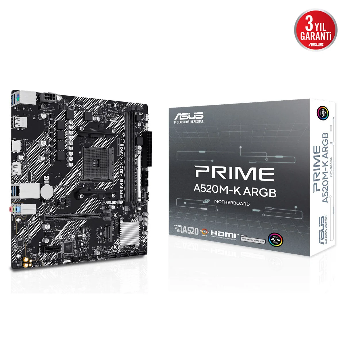 ASUS Prime A520M-K Argb DDR4 HDMI-DP PCIE 4.0 AM4 Matx görsel 6