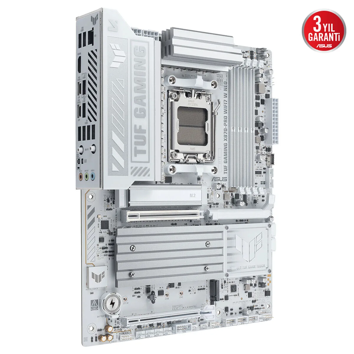 ASUS Tuf Gaming X870-PRO WIFI7 W Neo DDR5 HDMI-DP Typec PCIE 5.0 AM5 ATX Beyaz görsel 8