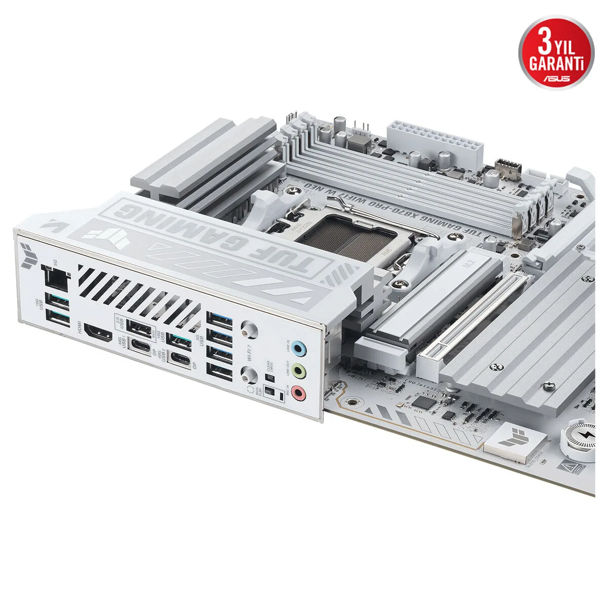 ASUS Tuf Gaming X870-PRO WIFI7 W Neo DDR5 HDMI-DP Typec PCIE 5.0 AM5 ATX Beyaz görsel 4