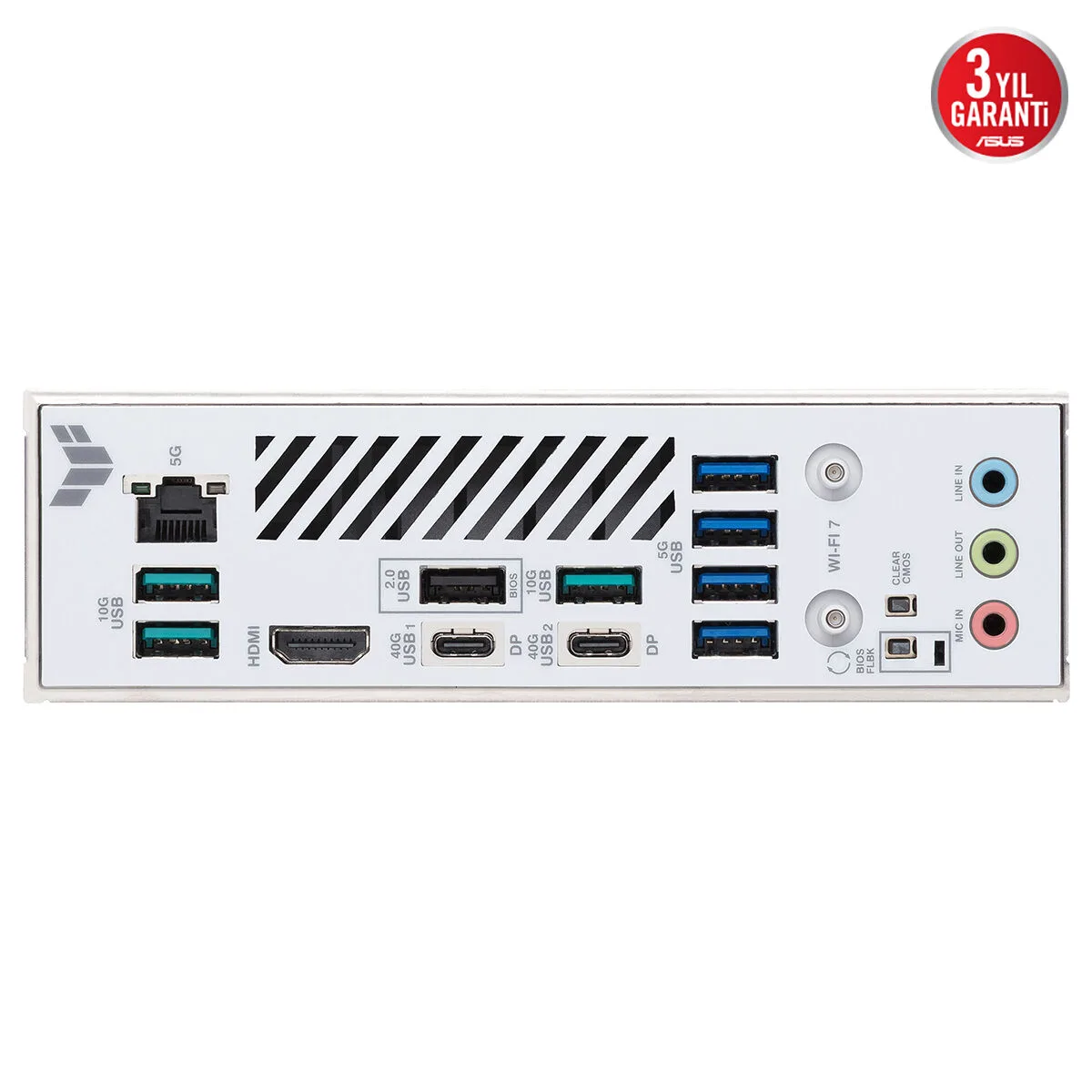 ASUS Tuf Gaming X870-PRO WIFI7 W Neo DDR5 HDMI-DP Typec PCIE 5.0 AM5 ATX Beyaz görsel 2