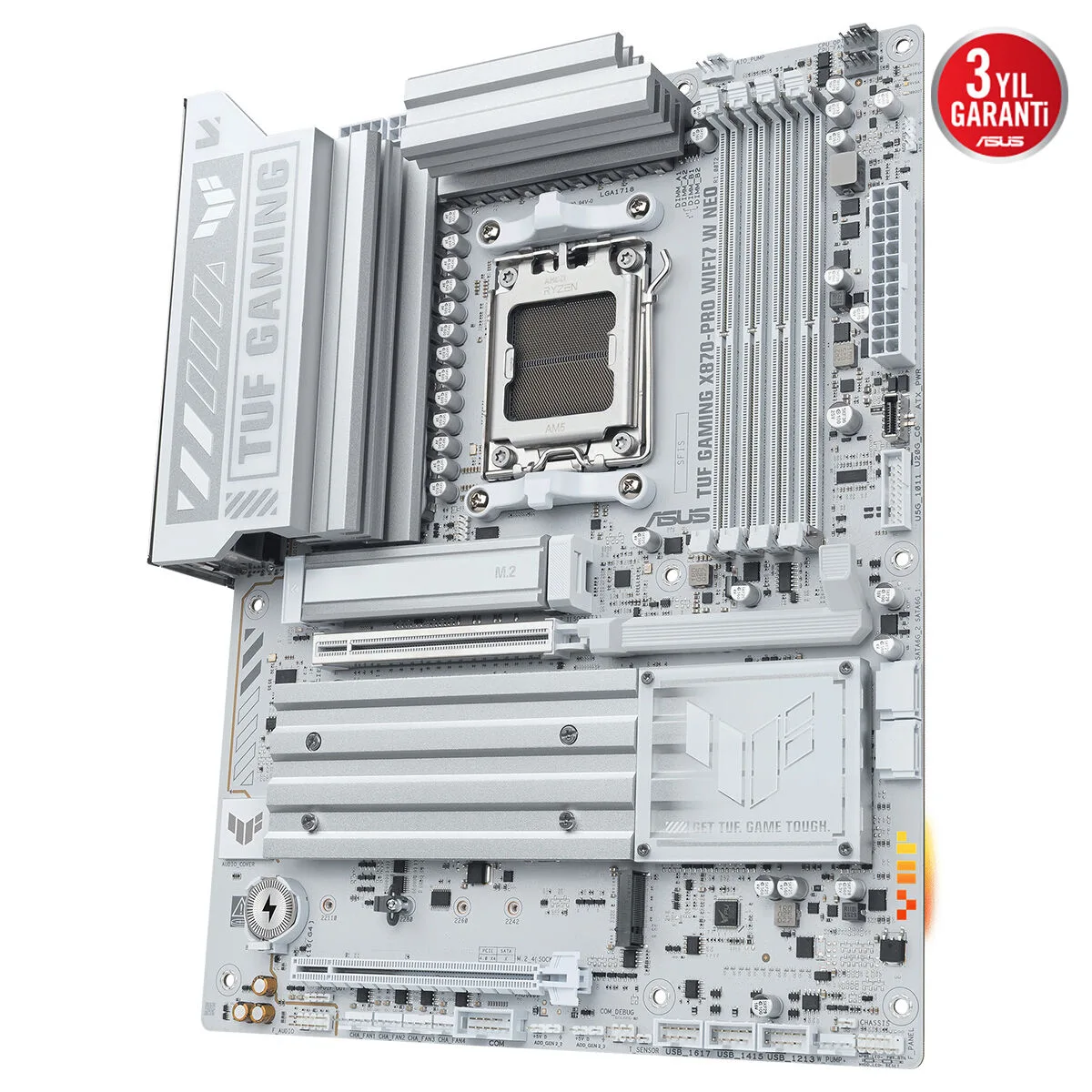 ASUS Tuf Gaming X870-PRO WIFI7 W Neo DDR5 HDMI-DP Typec PCIE 5.0 AM5 ATX Beyaz görsel 6
