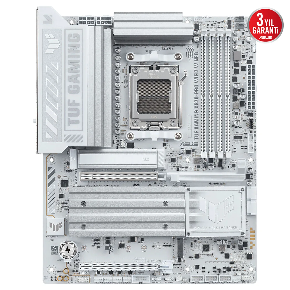 ASUS Tuf Gaming X870-PRO WIFI7 W Neo DDR5 HDMI-DP Typec PCIE 5.0 AM5 ATX Beyaz görsel 9