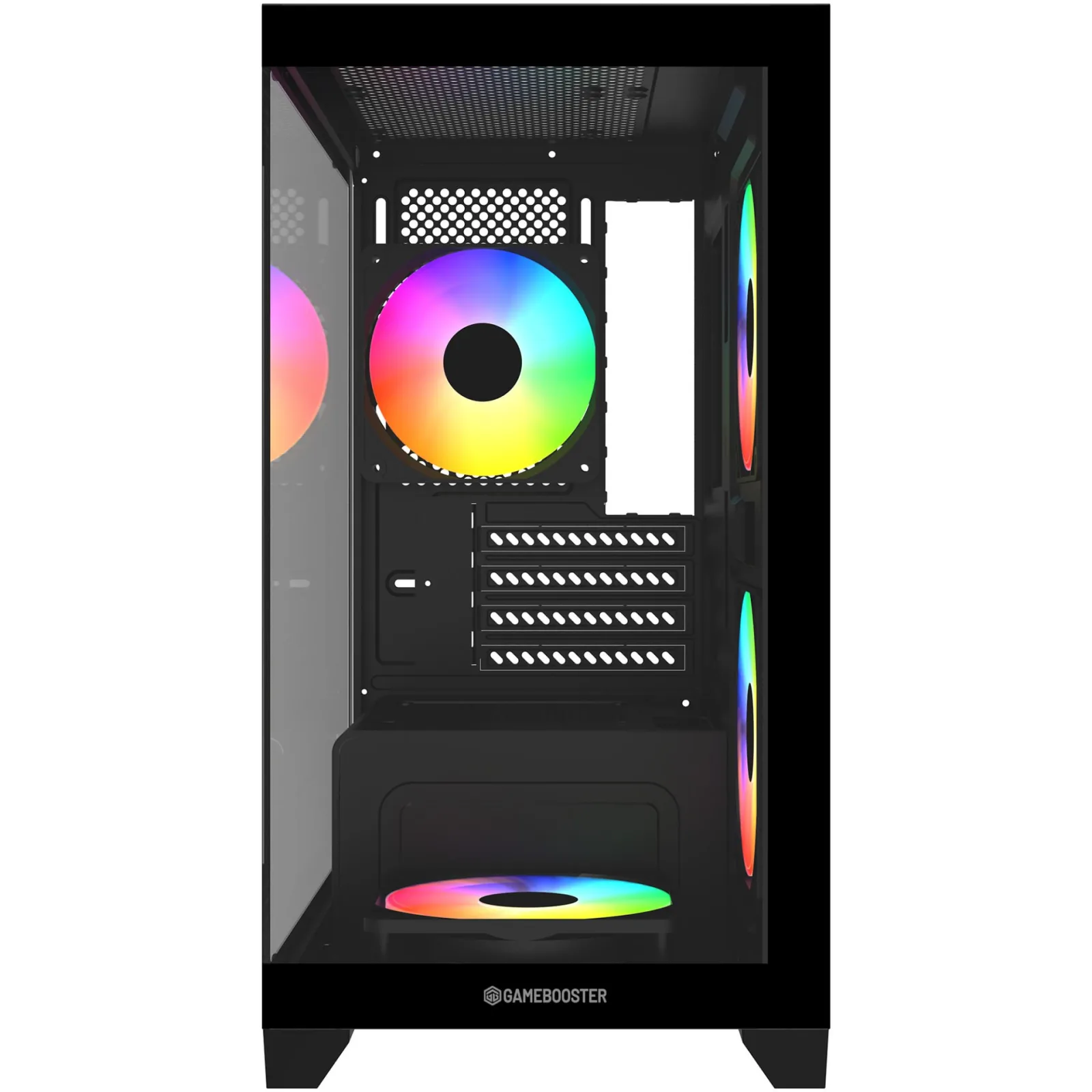 GAMEBOOSTER 600W GB-M6001B 4-Rainbow Fanlı Gaming Mid-Tower PC Kasası görsel 3