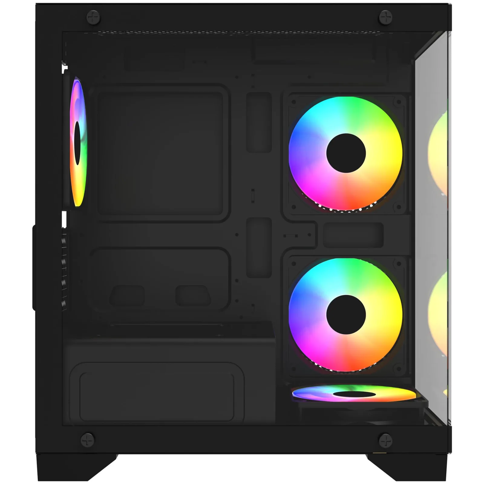 GAMEBOOSTER 600W GB-M6001B 4-Rainbow Fanlı Gaming Mid-Tower PC Kasası görsel 2