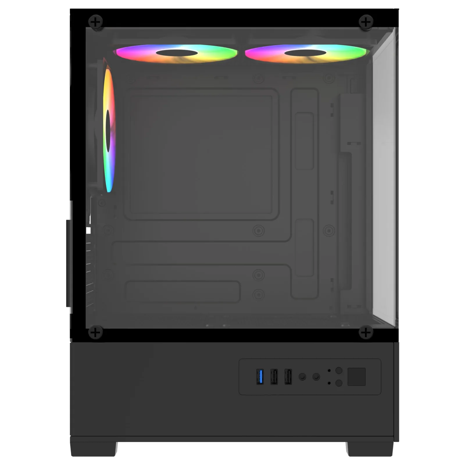 POWERBOOST 500W PB-M5001B 3-Rainbow Fanlı Micro-Tower PC Kasası görsel 3