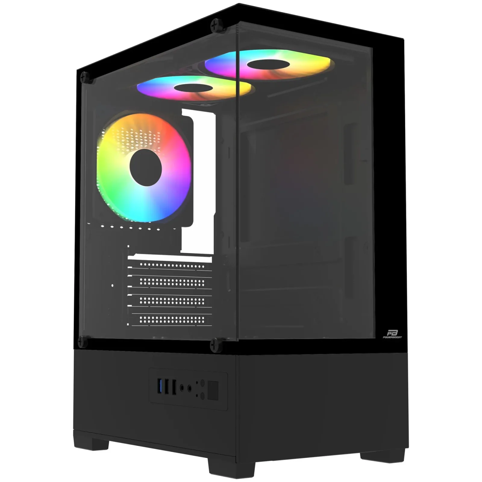 POWERBOOST 500W PB-M5001B 3-Rainbow Fanlı Micro-Tower PC Kasası görsel 6