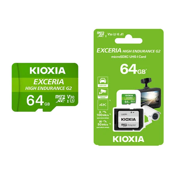 KIOXIA 64GB EXCERIA HIGH ENDURANCE G2 LMHE2G064GG2 UHS-I U3 V30 Class 10 microSDXC Hafıza Kartı görsel 2