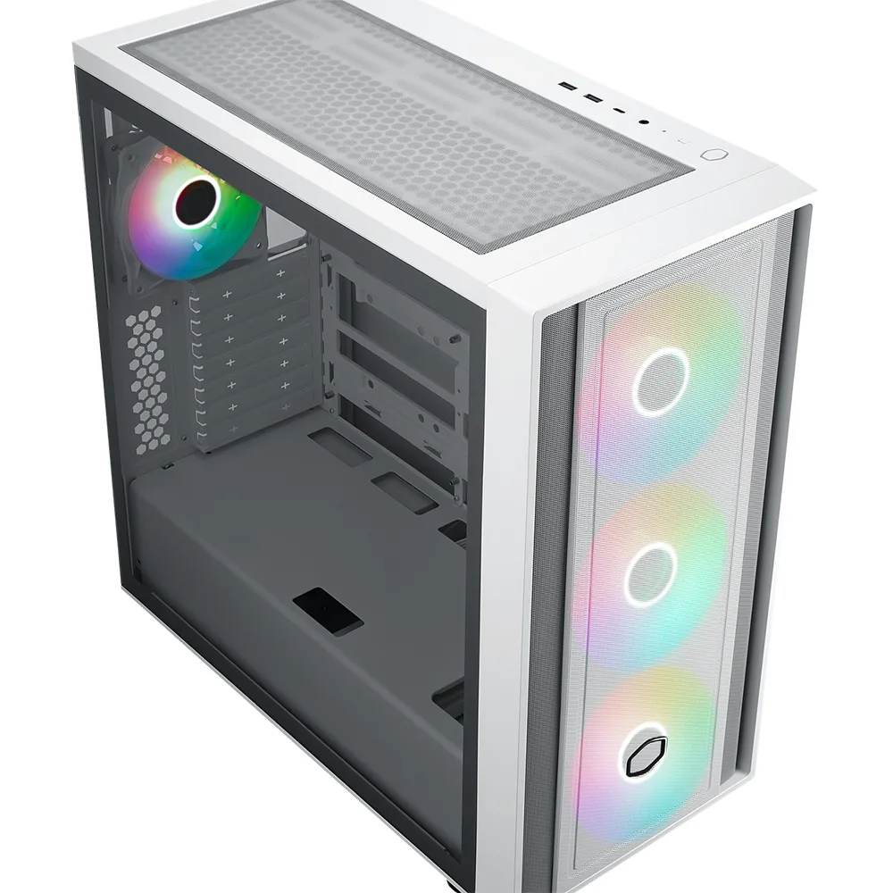 COOLERMASTER MasterBox 600 TG MB600-WGNN-S00 3-14CM ARGB Fanlı Gaming EATX PC Kasası Beyaz görsel 2