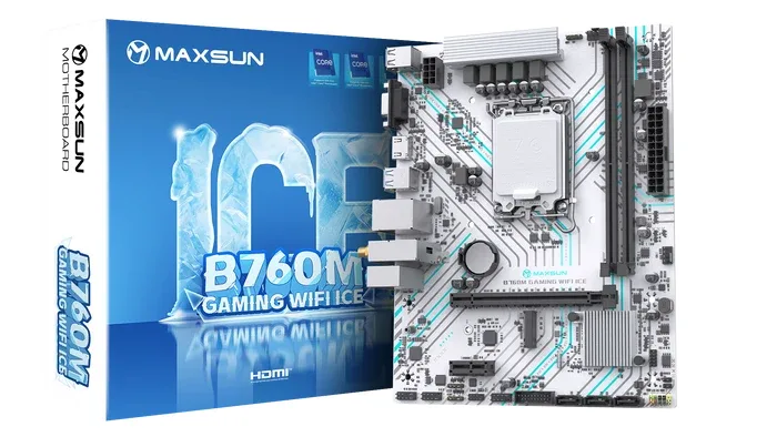 MAXUN B760M Gaming WIFI Ice DDR4 HDMI PCIE 4.0 1700p Matx Beyaz görsel 4