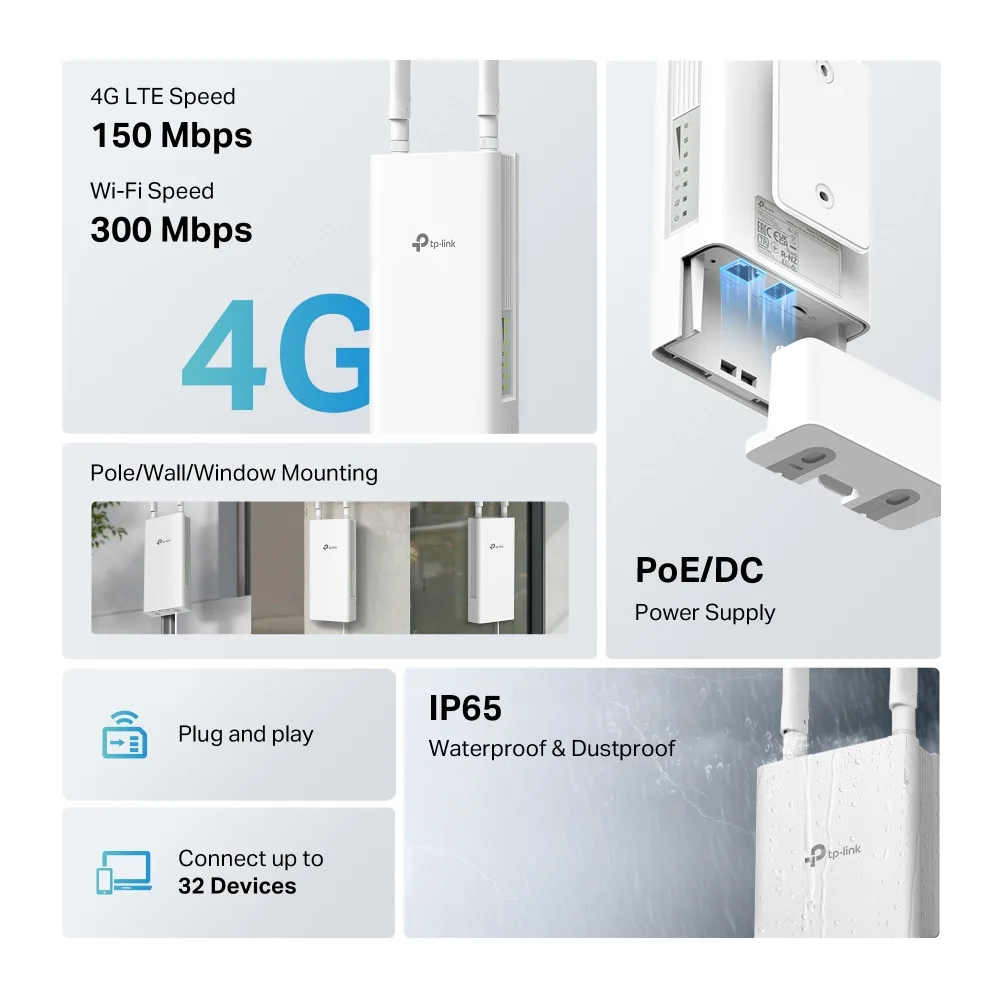 TP-LINK TL-MR100-Outdoor WIFI4 N300 4G LTE Harici Router görsel 7